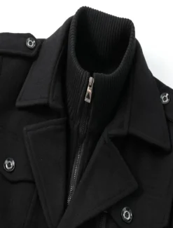 Best OUKU Men's Winter Coat Wool Coat Overcoat Business Casual Winter 30% Wool Windproof Warm Outerwear Clothing Apparel Chic & Modern Solid Colored Rolled collar