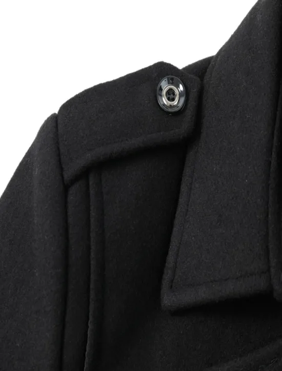Best OUKU Men's Winter Coat Wool Coat Overcoat Business Casual Winter 30% Wool Windproof Warm Outerwear Clothing Apparel Chic & Modern Solid Colored Rolled collar