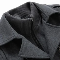 OUKU Men's Winter Coat Wool Coat Overcoat Business Casual Spring Winter Autumn Wool Windproof Warm Outerwear Clothing Apparel Active Chic & Modern Solid Colored Rolled collar Black