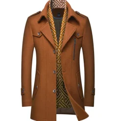 Outlet OUKU Men's Winter Coat Wool Coat Overcoat Business Casual Winter Wool Outerwear Clothing Apparel Notch lapel collar