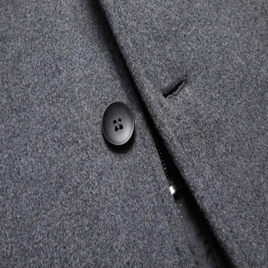 Outlet OUKU Men's Winter Coat Wool Coat Overcoat Daily Wear Going out Winter Wool Thermal Warm Washable Outerwear Clothing Apparel Fashion Warm Ups Solid Colored Detachable Hood Hooded Single Breasted