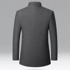 Best OUKU Men's Winter Coat Wool Coat Trench Coat Daily Vacation Fall & Winter Polyester Thermal Warm Outerwear Clothing Apparel Fashion Classic Plain Pocket Stand Collar Single Breasted