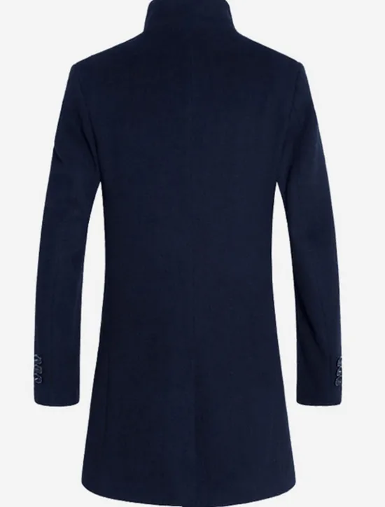 New OUKU Men's Winter Coat Wool Coat Overcoat Business Casual Fall Wool Outerwear Clothing Apparel Basic Solid Colored Stand Collar Single Breasted One-button