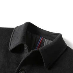 Best OUKU Men's Winter Coat Wool Coat Overcoat Vacation Business Winter Wool Thermal Warm Outdoor Outerwear Clothing Apparel Fashion Warm Ups Solid Colored Pocket Lapel Single Breasted Black