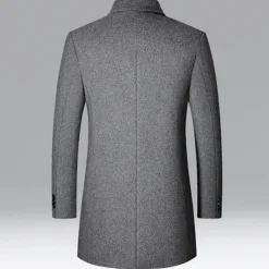 Best OUKU Men's Winter Coat Wool Coat Overcoat Vacation Business Winter Wool Thermal Warm Outdoor Outerwear Clothing Apparel Fashion Warm Ups Solid Colored Pocket Lapel Single Breasted Black