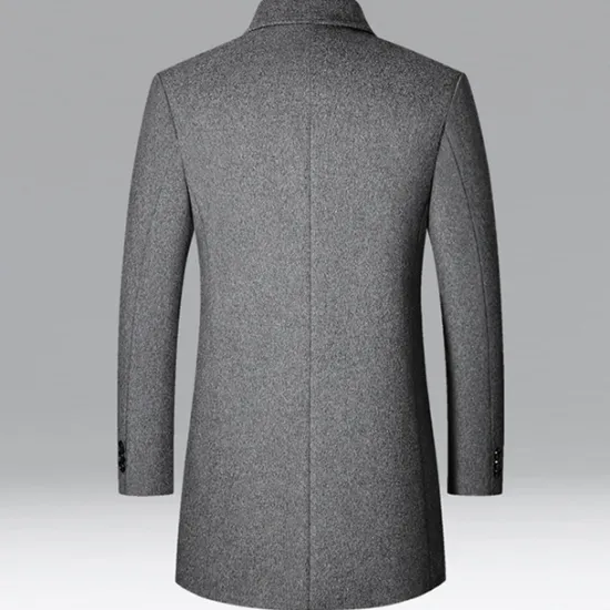Best OUKU Men's Winter Coat Wool Coat Overcoat Vacation Business Winter Wool Thermal Warm Outdoor Outerwear Clothing Apparel Fashion Warm Ups Solid Colored Pocket Lapel Single Breasted Black
