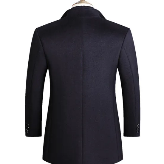 Hot OUKU Men's Winter Coat Wool Coat Overcoat Blazer Office Business Winter Wool Windproof Warm Outerwear Clothing Apparel Office / Business Solid Color Pocket Stand Collar Single Breasted One-button