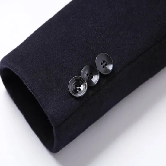 Hot OUKU Men's Winter Coat Wool Coat Overcoat Blazer Office Business Winter Wool Windproof Warm Outerwear Clothing Apparel Office / Business Solid Color Pocket Stand Collar Single Breasted One-button