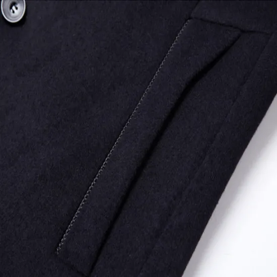 Hot OUKU Men's Winter Coat Wool Coat Overcoat Blazer Office Business Winter Wool Windproof Warm Outerwear Clothing Apparel Office / Business Solid Color Pocket Stand Collar Single Breasted One-button