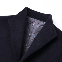 Hot OUKU Men's Winter Coat Wool Coat Overcoat Blazer Office Business Winter Wool Windproof Warm Outerwear Clothing Apparel Office / Business Solid Color Pocket Stand Collar Single Breasted One-button
