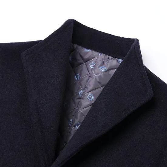 Hot OUKU Men's Winter Coat Wool Coat Overcoat Blazer Office Business Winter Wool Windproof Warm Outerwear Clothing Apparel Office / Business Solid Color Pocket Stand Collar Single Breasted One-button