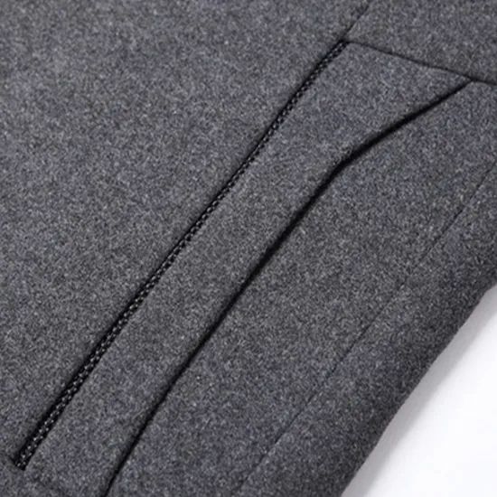 Hot OUKU Men's Winter Coat Wool Coat Overcoat Blazer Office Business Winter Wool Windproof Warm Outerwear Clothing Apparel Office / Business Solid Color Pocket Stand Collar Single Breasted One-button