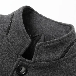 Discount OUKU Men's Winter Coat Wool Coat Overcoat Business Daily Wear Winter Wool Thermal Warm Outdoor Outerwear Clothing Apparel Fashion Warm Ups Solid Colored Pocket Standing Collar Single Breasted