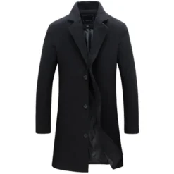 Discount OUKU Men's Winter Coat Wool Coat Overcoat Trench Coat Short Coat Street Business Winter Fall Polyester Thermal Warm Breathable Outerwear Clothing Apparel Casual Solid Color Pocket Turndown Single Breasted