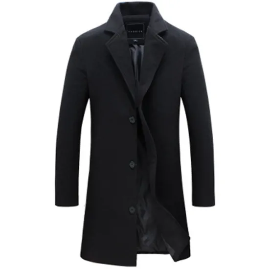 Discount OUKU Men's Winter Coat Wool Coat Overcoat Trench Coat Short Coat Street Business Winter Fall Polyester Thermal Warm Breathable Outerwear Clothing Apparel Casual Solid Color Pocket Turndown Single Breasted