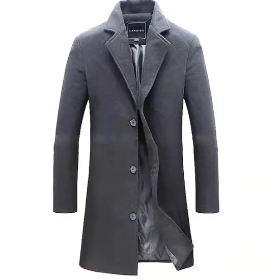 Discount OUKU Men's Winter Coat Wool Coat Overcoat Trench Coat Short Coat Street Business Winter Fall Polyester Thermal Warm Breathable Outerwear Clothing Apparel Casual Solid Color Pocket Turndown Single Breasted