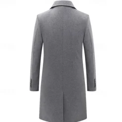 Clearance OUKU Men's Winter Coat Wool Coat Overcoat Trench Coat Outdoor Daily Wear Fall & Winter Polyester Thermal Warm Outerwear Clothing Apparel Fashion Streetwear Plain Pocket Lapel Double Breasted