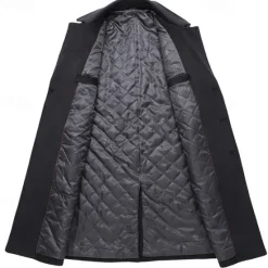 Clearance OUKU Men's Winter Coat Wool Coat Overcoat Trench Coat Outdoor Daily Wear Fall & Winter Polyester Thermal Warm Outerwear Clothing Apparel Fashion Streetwear Plain Pocket Lapel Double Breasted