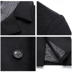 Clearance OUKU Men's Winter Coat Wool Coat Overcoat Trench Coat Outdoor Daily Wear Fall & Winter Polyester Thermal Warm Outerwear Clothing Apparel Fashion Streetwear Plain Pocket Lapel Double Breasted