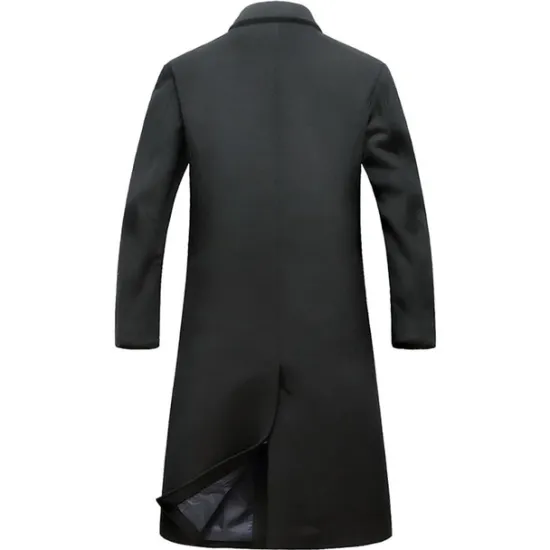 Online OUKU Men's Winter Coat Wool Coat Overcoat Outdoor Work Fall & Winter Wool Outerwear Clothing Apparel Basic Solid Colored Shirt Collar Single Breasted