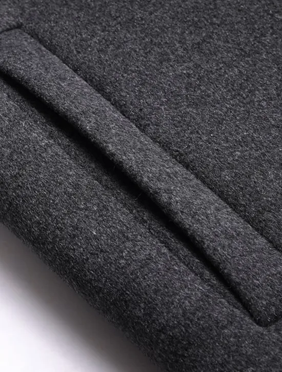 Sale OUKU Men's Winter Coat Wool Coat Overcoat Trench Coat Outdoor Street Spring Fall Winter Polyester Thermal Warm Warm Outerwear Clothing Apparel Business Casual Plain Pocket Notch lapel collar Single