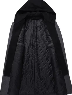 Sale OUKU Men's Winter Coat Wool Coat Overcoat Trench Coat Outdoor Street Spring Fall Winter Polyester Thermal Warm Warm Outerwear Clothing Apparel Business Casual Plain Pocket Notch lapel collar Single