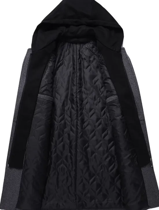 Sale OUKU Men's Winter Coat Wool Coat Overcoat Trench Coat Outdoor Street Spring Fall Winter Polyester Thermal Warm Warm Outerwear Clothing Apparel Business Casual Plain Pocket Notch lapel collar Single