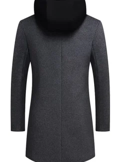 Sale OUKU Men's Winter Coat Wool Coat Overcoat Trench Coat Outdoor Street Spring Fall Winter Polyester Thermal Warm Warm Outerwear Clothing Apparel Business Casual Plain Pocket Notch lapel collar Single