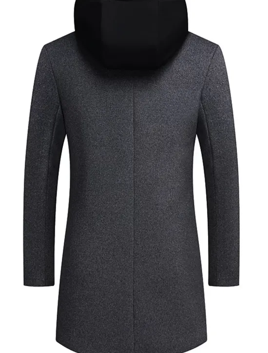 Sale OUKU Men's Winter Coat Wool Coat Overcoat Trench Coat Outdoor Street Spring Fall Winter Polyester Thermal Warm Warm Outerwear Clothing Apparel Business Casual Plain Pocket Notch lapel collar Single