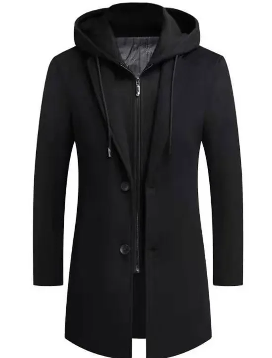 Sale OUKU Men's Winter Coat Wool Coat Overcoat Trench Coat Outdoor Street Spring Fall Winter Polyester Thermal Warm Warm Outerwear Clothing Apparel Business Casual Plain Pocket Notch lapel collar Single