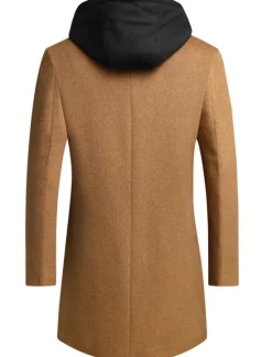 Sale OUKU Men's Winter Coat Wool Coat Overcoat Trench Coat Outdoor Street Spring Fall Winter Polyester Thermal Warm Warm Outerwear Clothing Apparel Business Casual Plain Pocket Notch lapel collar Single