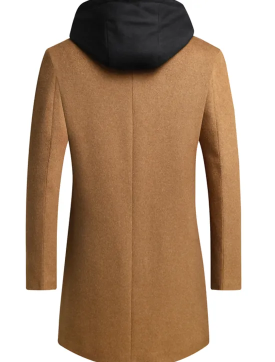 Sale OUKU Men's Winter Coat Wool Coat Overcoat Trench Coat Outdoor Street Spring Fall Winter Polyester Thermal Warm Warm Outerwear Clothing Apparel Business Casual Plain Pocket Notch lapel collar Single
