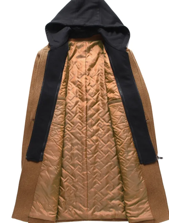 Sale OUKU Men's Winter Coat Wool Coat Overcoat Trench Coat Outdoor Street Spring Fall Winter Polyester Thermal Warm Warm Outerwear Clothing Apparel Business Casual Plain Pocket Notch lapel collar Single