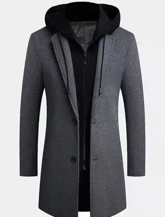 Sale OUKU Men's Winter Coat Wool Coat Overcoat Trench Coat Outdoor Street Spring Fall Winter Polyester Thermal Warm Warm Outerwear Clothing Apparel Business Casual Plain Pocket Notch lapel collar Single
