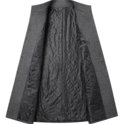 Hot OUKU Men's Winter Coat Wool Coat Overcoat Business Daily Wear Fall Winter Wool Thermal Warm Outdoor Outerwear Clothing Apparel Fashion Warm Ups Solid Colored Pocket Standing Collar Single Breasted