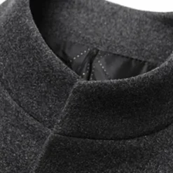 Hot OUKU Men's Winter Coat Wool Coat Overcoat Business Daily Wear Fall Winter Wool Thermal Warm Outdoor Outerwear Clothing Apparel Fashion Warm Ups Solid Colored Pocket Standing Collar Single Breasted