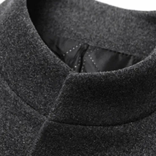 Hot OUKU Men's Winter Coat Wool Coat Overcoat Business Daily Wear Fall Winter Wool Thermal Warm Outdoor Outerwear Clothing Apparel Fashion Warm Ups Solid Colored Pocket Standing Collar Single Breasted