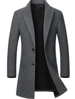 OUKU Men's Winter Coat Wool Coat Overcoat Business Casual Winter Wool Outerwear Clothing Apparel Basic Solid Colored Notch lapel collar