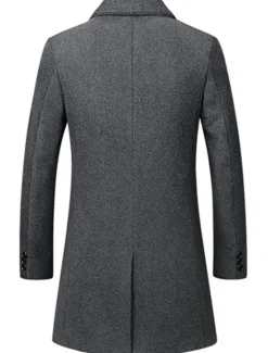 OUKU Men's Winter Coat Wool Coat Overcoat Business Casual Winter Wool Outerwear Clothing Apparel Basic Solid Colored Notch lapel collar