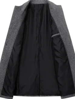 OUKU Men's Winter Coat Wool Coat Overcoat Business Casual Winter Wool Outerwear Clothing Apparel Basic Solid Colored Notch lapel collar