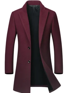OUKU Men's Winter Coat Wool Coat Overcoat Business Casual Winter Wool Outerwear Clothing Apparel Basic Solid Colored Notch lapel collar