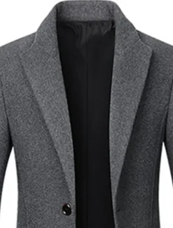 OUKU Men's Winter Coat Wool Coat Overcoat Business Casual Winter Wool Outerwear Clothing Apparel Basic Solid Colored Notch lapel collar