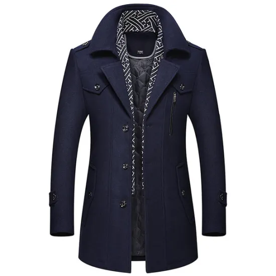Clearance OUKU Men's Winter Coat Wool Coat Trench Coat Street Business Fall Winter Woolen Thermal Warm Breathable Outerwear Clothing Apparel Casual Solid Color Pocket Turndown Single Breasted