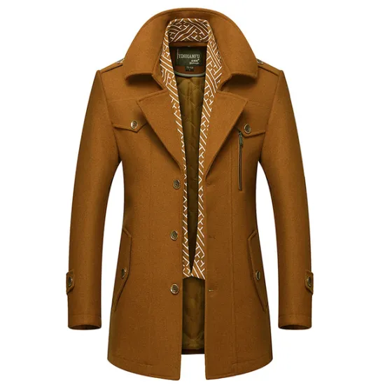 Clearance OUKU Men's Winter Coat Wool Coat Trench Coat Street Business Fall Winter Woolen Thermal Warm Breathable Outerwear Clothing Apparel Casual Solid Color Pocket Turndown Single Breasted