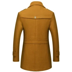 Clearance OUKU Men's Winter Coat Wool Coat Trench Coat Street Business Fall Winter Woolen Thermal Warm Breathable Outerwear Clothing Apparel Casual Solid Color Pocket Turndown Single Breasted