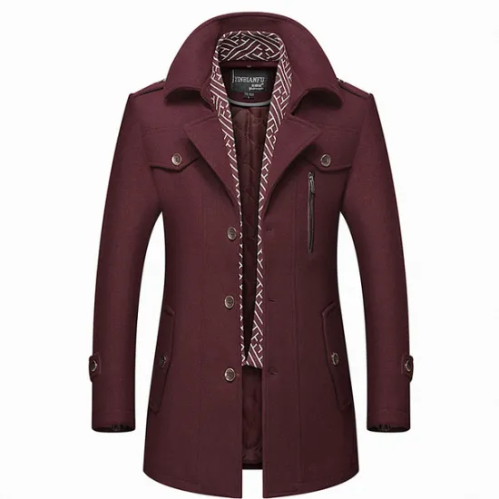 Clearance OUKU Men's Winter Coat Wool Coat Trench Coat Street Business Fall Winter Woolen Thermal Warm Breathable Outerwear Clothing Apparel Casual Solid Color Pocket Turndown Single Breasted