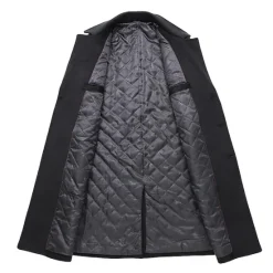 Clearance OUKU Men's Winter Coat Wool Coat Peacoat Business Casual Spring Fall Winter Woolen Thermal Warm Breathable Outerwear Clothing Apparel Casual Solid Color Pocket Turndown Double Breasted