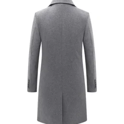 Clearance OUKU Men's Winter Coat Wool Coat Peacoat Business Casual Spring Fall Winter Woolen Thermal Warm Breathable Outerwear Clothing Apparel Casual Solid Color Pocket Turndown Double Breasted