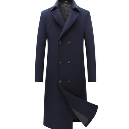 Clearance OUKU Men's Winter Coat Wool Coat Peacoat Business Casual Spring Fall Winter Woolen Thermal Warm Breathable Outerwear Clothing Apparel Casual Solid Color Pocket Turndown Double Breasted