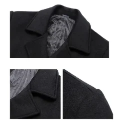 Clearance OUKU Men's Winter Coat Wool Coat Peacoat Business Casual Spring Fall Winter Woolen Thermal Warm Breathable Outerwear Clothing Apparel Casual Solid Color Pocket Turndown Double Breasted